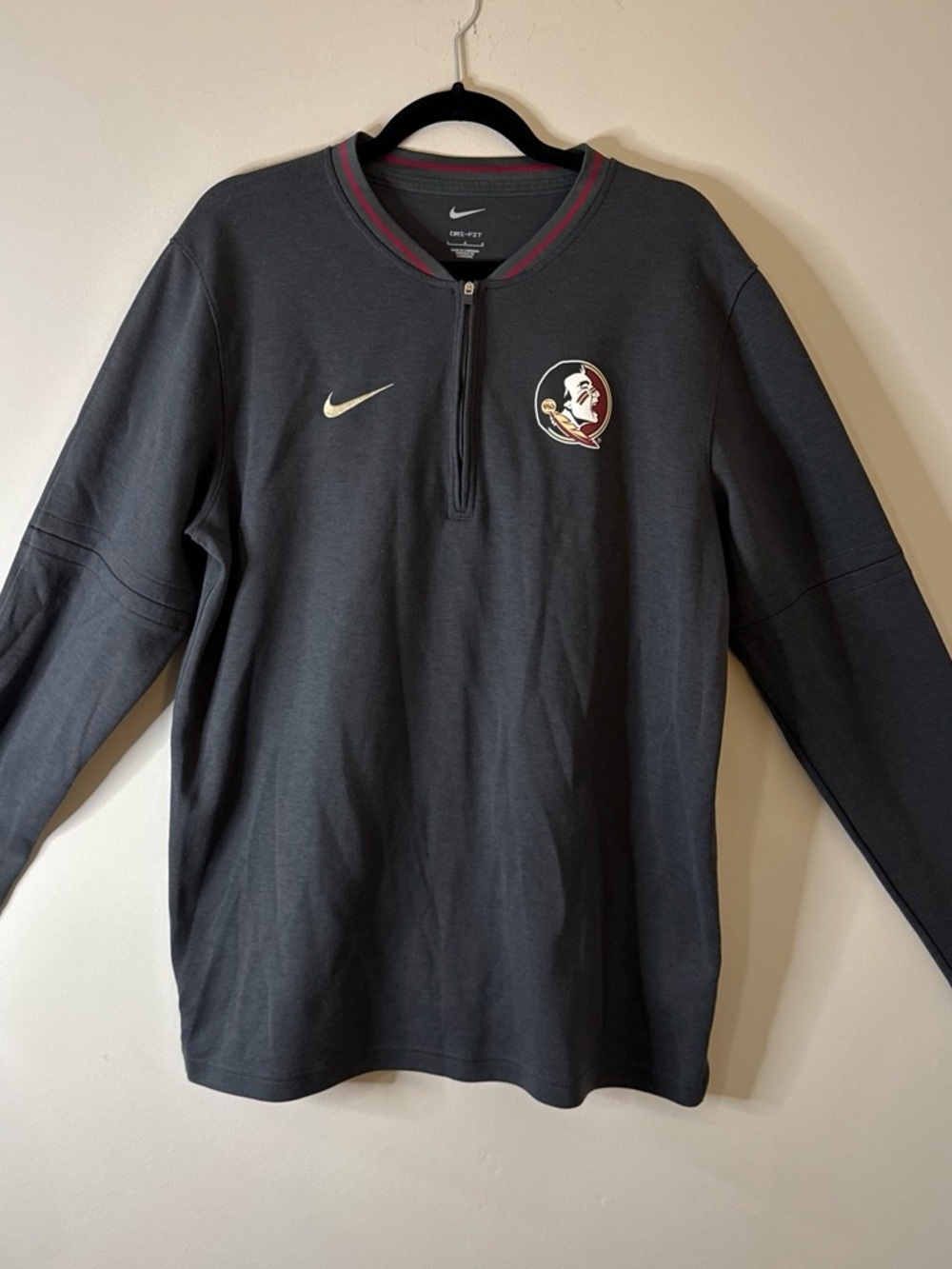 Nike Men’s Dark Gray 1/4 Zip Pullover with Team Crest